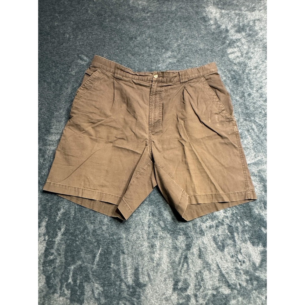 Columbia Mens Shorts 38 Chino Brown Cotton Solid Pleated Sportswear 8 Inseam
